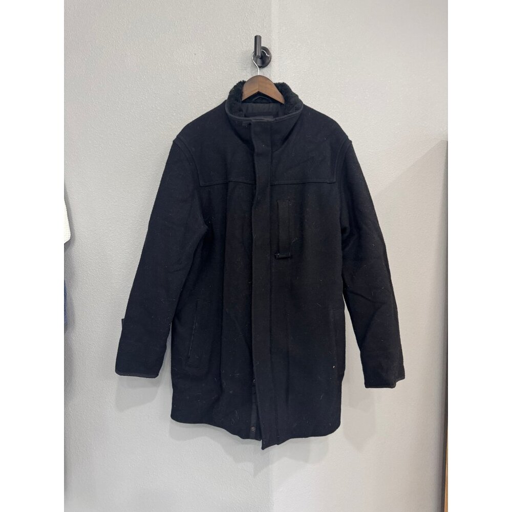 Banana Republic Men's Wool Blend Coat Long Sleeves Solid Black Size Large